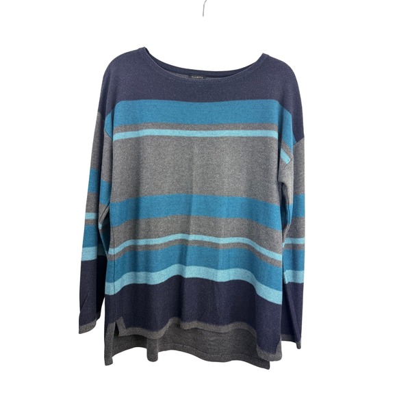 Talbots Sweaters - Talbots Womens Striped Boat Neck Long Sleeve Sweater Blue Gray Size L‎